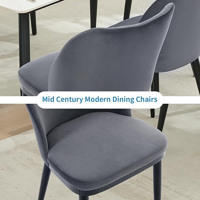 GarveeHome Wooden Dining Chairs Set of 2, Upholstered Kitchen Dining Room Chairs with Padded Seat and Wood Legs, Modern Fabric Side Dinner Chair for Kitchen, Dining Room, Restaurant, Cafe