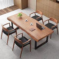 Stylish Solid Wood Office Desk with Sturdy Metal Base - Durable Multi-Size Executive Computer & Dining Table - Perfect for Home Office & Work Environments (Brown, 63 in)