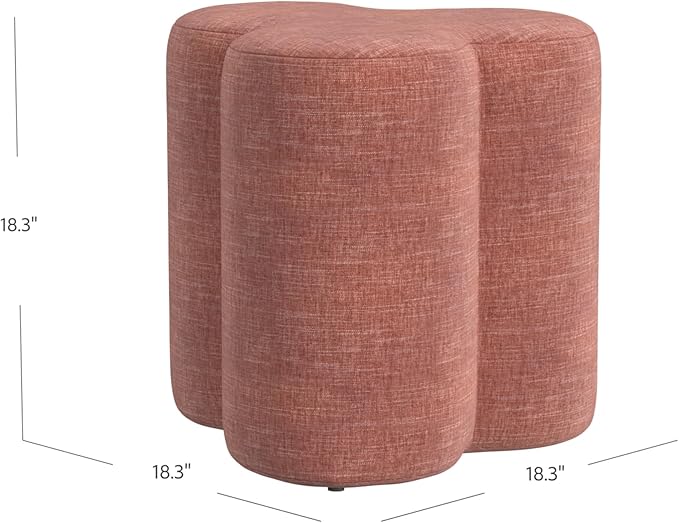 HomePop Upholstered Clover Shaped Ottoman (No Lid, Seat Only) | HomePop Home Décor | Foot Rest Pouf – Pink Chenille