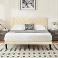 Full Bed Frame with Headboard, Bed Frame Full Size with Sturdy Wooden Slats Support, Platform Bed Frame with Velvet Upholstered Headboard, Mattress Foundation, Easy Assembly, No Box Spring Needed