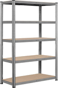 Topeakmart 5-Tier Utility Shelves, Metal Storage Shelves Garage Shelving Unit Adjustable Garage Storage Shelves Storage Racks Heavy Duty Shed Shelving- Light Gray, 35.5 x 16 x 71 Inch