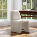 Hyfirm Upholstered Dining Chairs Set of 1, Modern Armless Desk Chair with Metal Footrest for Diningroom Bedroom Livingroom Reading Room,White Fabric