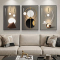 3 Piece Framed Black and Gold Abstract Wall Art for Living Room, Large Modern Luxury Geometric Picture Prints Paintings, Bright Style Artwork for Bedroom Dining Room Office Wall Decor 20x30 Inch