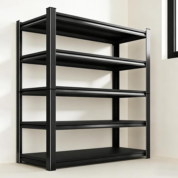 2000lbs Heavy Duty Garage Shelving, 5-Tier Adjustable Storage Shelves, 72" H x46 W x 19.6" D, Utility Metal shelvingfor Warehouse, Basement, Garage
