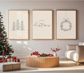 Baccone Christmas Wall Art Winter Xmas Canvas Decor Merry Christmas Wall Art Minimalist Vintage Painting Beige Farmhouse Prints Holiday Poster for Bathroom 16x24x3 Inch Unframed
