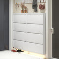LUCYPAL Shoe Cabinet for Entryway,White Narrow Shoe Storage Cabinet with 4 Flip Drawers,Metal Slim Wall Mounted Shoe Cabinet for Entryway,Hallway,Living Room,White