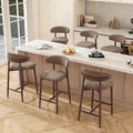 Bar Stools Set of 6, 25.6″ Counter Height Bar Stools with Wood Legs, Upholstered Modern Kitchen Barstools for Kitchen Island Dining Room Bar, Camel