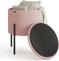 STORAGEBUD Round Ottoman with Storage, Boucle Storage Ottoman, Foot Stool Ottoman, Makeup Vanity Stool, Small Ottomans Foot Rest, Modern Ottomans for Living Room and Bedroom, Pink