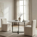 Hyfirm Upholstered Dining Chairs No Assembly, Set of 2 Modern Parsons Armless Kitchen Chairs with Padded Seat Cushion, Ready-to-Use White Linen Accent Side Chair for Diningroom Living Room Bedroom