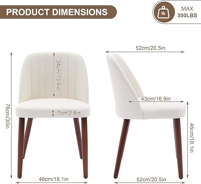 GarveeHome Wooden Dining Chairs Set of 6, Upholstered Kitchen Dining Room Chairs with Padded Seat and Wood Legs, Modern Fabric Side Dinner Chair for Kitchen, Dining Room, Restaurant, Cafe, Beige