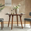 HULALA HOME Round Dining Table for 4, 45” Solid Wood Kitchen Table, Small Dinner Coffee Writing Table for Kitchen Dining Room, Save Space, Walnut