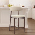COLAMY Upholstered Counter Height Bar Stools, Kitchen Island Stools with Back, Modern Counter Stools Island Bar Chairs with Wood Legs for Kitchen Island Dining Room Bar, Beige