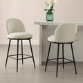 26" Counter Height Swivel Bar Stools Set of 2, Upholstered Linen Fabric Barstools with Backs and Metal Legs for Kitchen Island,Linen