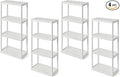 Gracious Living 4 Shelf Fixed Height Solid Light Duty Storage Unit 12 x 24 x 48 for Home, Garage, Basement, & Laundry, White (4 Pack)