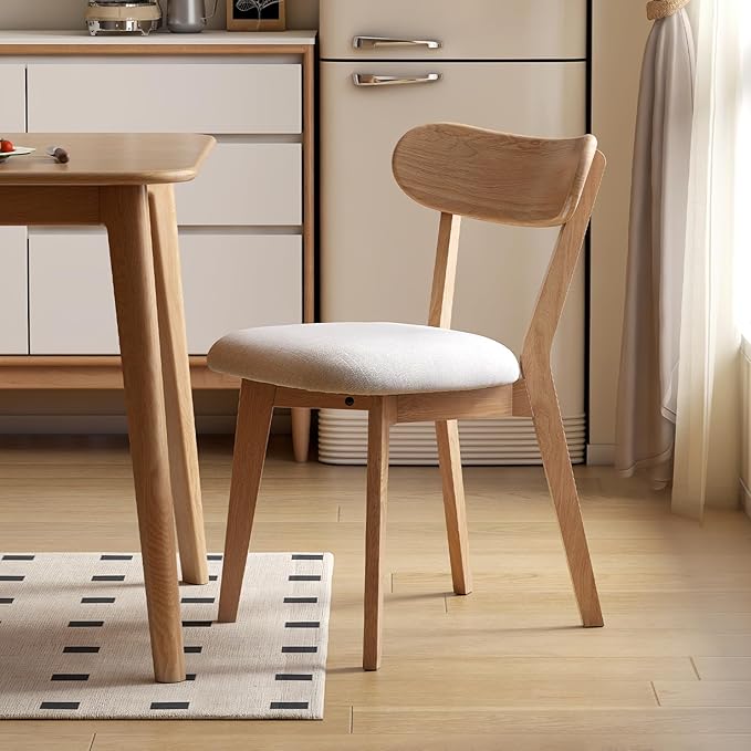 49.21’’-76.77’’ Extendable Dining Table and Chairs Set for 4, 100% Solid Wood Oak Dining Sets, Mid Century Modern Kitchen Table and Chairs Set for Living Room, Apartment (Table+4 Chairs)