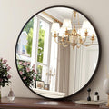XRAMFY 36 Inch Round Mirror - Circle Mirrors for Bathroom, Entryway and Living Room Wall Decor, Modern Hanging Vanity Mirror, Matte Black Circle Decorative Wall Mirror