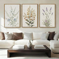 Anyzal Extral Large Botanical Framed Wall Art 24x36 Inch Neutral Floral Canvas Wall Decor Minimalist Beige Wildflower Painting for Living Room Bedroom Dining Room Set of 3