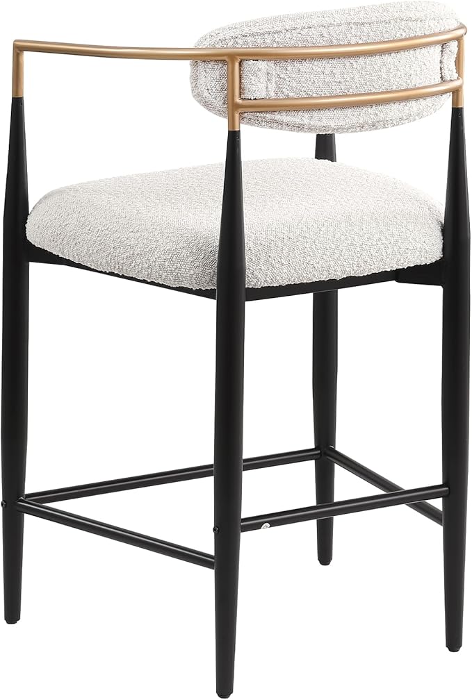 Morden Fort Counter Height Bar Stools Set of 4, Modern Upholstered Counter Stools with High Backs and Black Metal Legs, 26 Inch Island Chairs for Kitchen and Home Bar