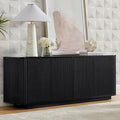 64" Buffet Sideboard Cabinet with Storage, Modern Fluted Accent Credenza with Adjustable Shelves, Wood Coffee Bar Console Table for Living Room Kitchen Dining Room Hallway, Black