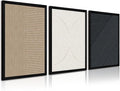 Modern Abstract Pictures Wall Art Boho Neutral Canvas Wall Art Minimalist Line Wall Decor Beige Black Brown Artwork Abstract Modern Painting Prints for Living Room Bedroom 16x24x3 Inch Wood Framed