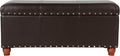 HomePop Espresso Faux Leather Storage Cocktail Bench with Nailhead Trim