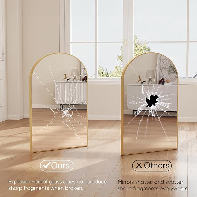 NEWBULIG Bathroom Mirror, Wall Mirror with Aluminum Alloy Thin Frame, Bathroom Mirrors for Over Sink, Bedroom, Living Room, Entryway