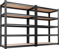 71''H 35.4''W Storage Shelves,2500LBS Garage Shelving ,Adjustable Garage Shelves ,Heavy Duty Metal Shelving, 5 Tier Wood Utility Steel Shelf, Shelving Units and Storage Rack fo Kitchen Pantry 2 Pack