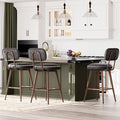 MALOL 26“ Swivel Bar Stools Set of 3, Mid Century PU Leather Counter Height Bar Chairs with Low Back and Metal Legs, Modern Bar Stool Chair for Kitchen Island, Black