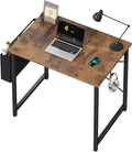 OLIXIS Computer Desk 31 Inch Home Office Desks for Small Spaces, Gaming Writing Study Work Table with Storage Bag and Headphone Hook for Bedroom, Rustic Brown