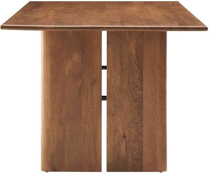 Modway Amistad 72" Solid Wood Modern Farmhouse Rectangular Dining Table in Walnut