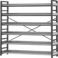 HCHQHS Bookshelf, Adjustable Industrial Bookcase, Vertical Tall Book Shelf, Wood and Black Metal Open Bookshelves for Home Office, Living Room, Bedroom (Grey, 6-Tier (47" W x 70" H))