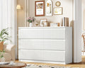 Jocoevol 6 Drawer Dresser, Fluted Dresser for Bedroom with Sleek Hidden Handles, Bedroom Dressers with Drawers, Wood Closet Clothes Storage Organizer for Bedroom, Pure White