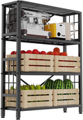 GIOTORENT 4-Wire Heavy-Duty Shelf, Standing Storage Shelves, Metal Shelving Unit Pantry Rack, 1200LB Load Capacity, for Garage Kitchen Organizer (Black)