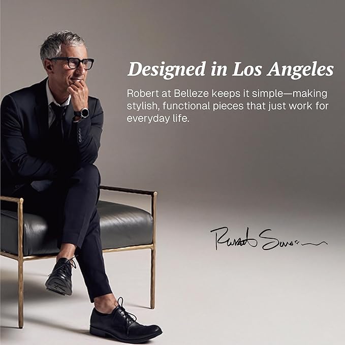 BELLEZE Sideboard Cabinet with 3 Drawers, Set of 4 Modern Wood Buffet Cabinet with Arc Design, Large Fluted Sideboard with Storage for Dining Room Living Room Entryway, Ebony