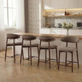Bar Stools Set of 4, 25.6″ Counter Height Bar Stools with Wood Legs, Upholstered Modern Kitchen Barstools for Kitchen Island Dining Room Bar, Camel