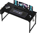 OLIXIS Computer Desk 63 Inch Home Office Desks for Small Spaces, Gaming Writing Study Work Table with Storage Bag and Headphone Hook for Bedroom, Black