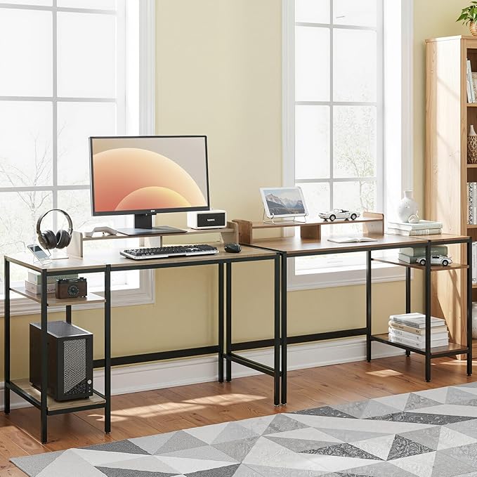 MINOSYS 47-inch Computer Desk with Storage Shelf - Gray Ideal Gaming Desk for Bedrooms, Small Spaces, and Home Offices Modern Writing Desk for PCs.