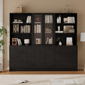TUSY 71" H Bookshelf with Storage, 6-Tier Modern Bookshelves with 3 Large Drawer, Display Bookcase with Glass Doors, Modern 5-Tier Curio Cabinet for Home Office, Dining Room (Black, BAB)