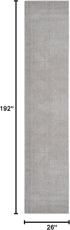 Nourison Home Nourison Essentials Silver Grey 2'2" x 16' Area Rug - Easy Clean, Non Shedding, Bed Room, Living Room, Dining Room, Kitchen (16' Runner)