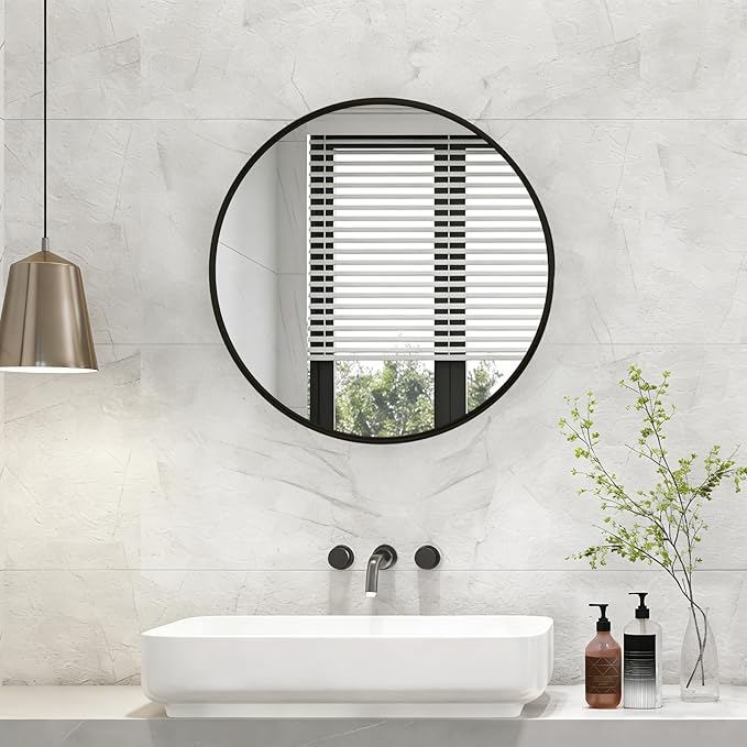 NEWBULIG Bathroom Mirror, Wall Mirror with Aluminum Alloy Thin Frame, Bathroom Mirrors for Over Sink, Bedroom, Living Room, Entryway