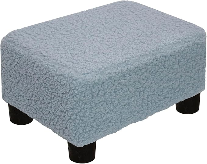 CAROLMADE Small Foot Stool Ottoman Footstool with Legs Under Desk Footrest for Living Room Bedroom and Office, Soft Blue