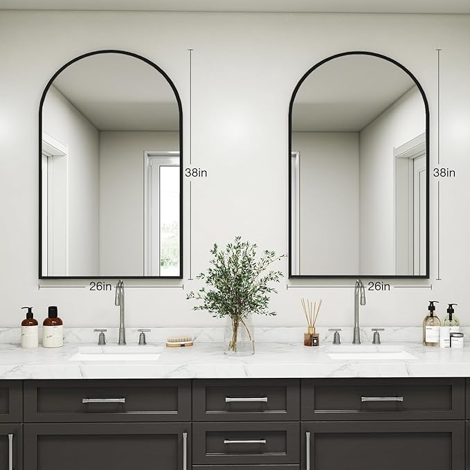 NEWBULIG Bathroom Mirror, Wall Mirror with Aluminum Alloy Thin Frame, Bathroom Mirrors for Over Sink, Bedroom, Living Room, Entryway