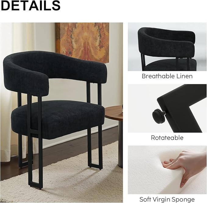 SIMTONAL Boucle Dining Chairs Set of 6-Black Accent Chairs with Arms, Soft Teddy Fleece Upholstered Armchairs for Kitchen Dining Living Room