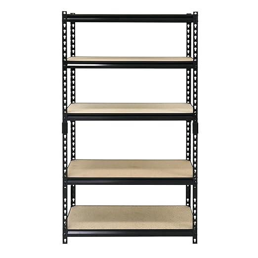 Juggernaut Storage Indoor Outdoor 30" x 60" Standalone 5-Tier Steel Utility Shelving Unit w/Adjustable Shelves for Warehouse, Laundry Room, & Garage