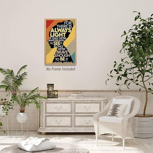Amanda Gorman Poster Canvas Prints, Poem Amanda Gorman Wall Art The Hill We Climb Poem Poster Inaugural Quote Painting There Is Always Light Art Black History Month Wall Art Decor 16x24 Inch Unframed