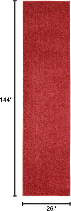 Nourison Home Nourison Essentials Brick Red 2'2" x 12' Area Rug - Easy Clean, Non Shedding, Bed Room, Living Room, Dining Room, Kitchen (12' Runner)
