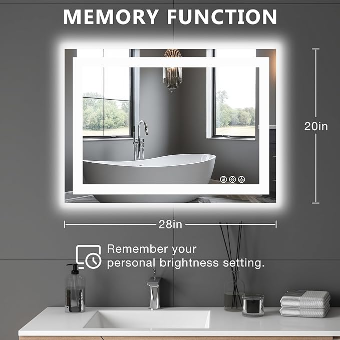 NEWBULIG Bathroom Mirror, Wall Mirror with Aluminum Alloy Thin Frame, Bathroom Mirrors for Over Sink, Bedroom, Living Room, Entryway