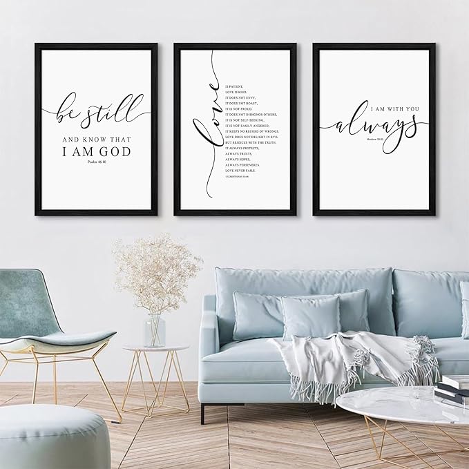 Tanmart Bible Verse Wall Art Decor Scripture Canvas Wall Art Christian Pictures Inspirational Artwork Scripture Bible Verse Posters Christian Paintings for Living Room Bedroom 12x16 Inch Black Framed