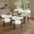 SIMTONAL Mid-Century Modern Dining Chairs Set of 4, Armrest Barrel Dining Chairs Side Accent Chairs with Curved Back, Upholstered Armchairs for Kitchen, Soft Teddy Fleece Surface, White