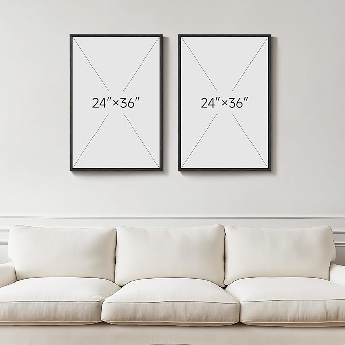 Large Framed Green Abstract Wall Art Set of 2, Modern Canvas Prints Paintings for Walls, Minimalist Sage Green and Gold Abstract Pictures for Living Room Dining Bedroom Hallway Wall Decor 24x36 In